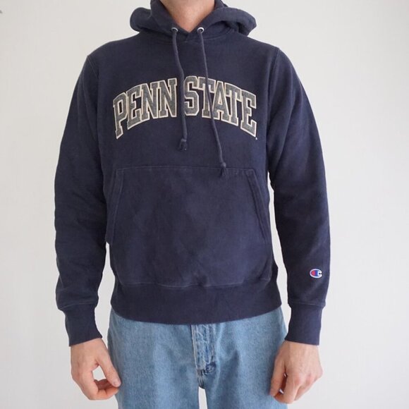 Champion Reverse Weave Navy Penn State Colligate Spell Out Hoodie Sweatshirt S - Picture 1 of 10